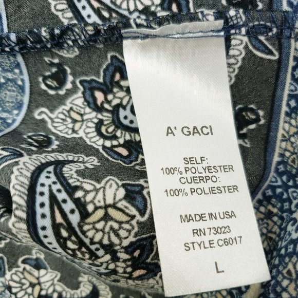 A'Gaci Tank Top Medallion and Paisley Women's Size Large Blue Pink - Picture 6 of 8